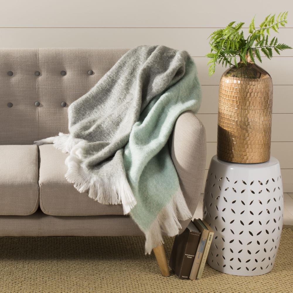 Kartia Throw, Grey/Aqua, THR608A-5070