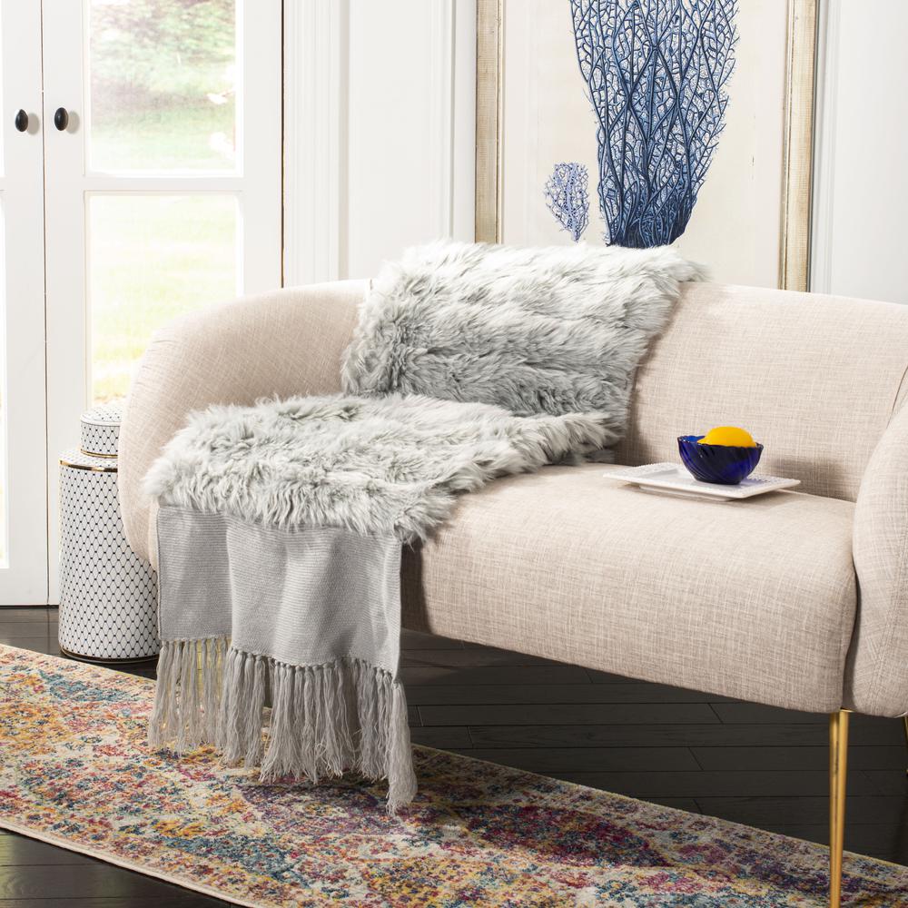 Faux Fur Alexi 20 X 80 Bed Runner, Grey
