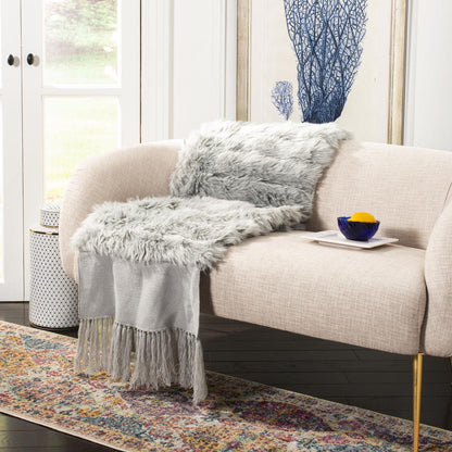 Faux Fur Alexi 20 X 80 Bed Runner, Grey