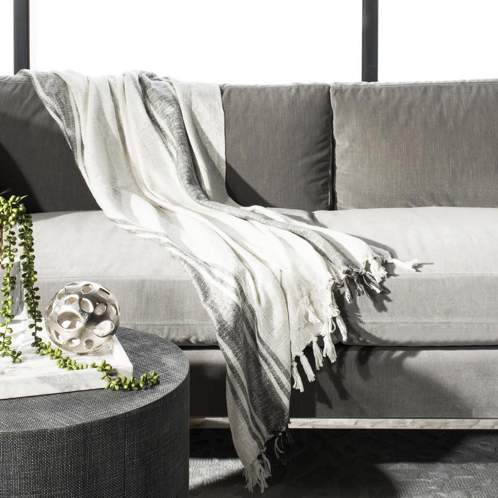 Alita Metallic Throw, White/Grey/Silver