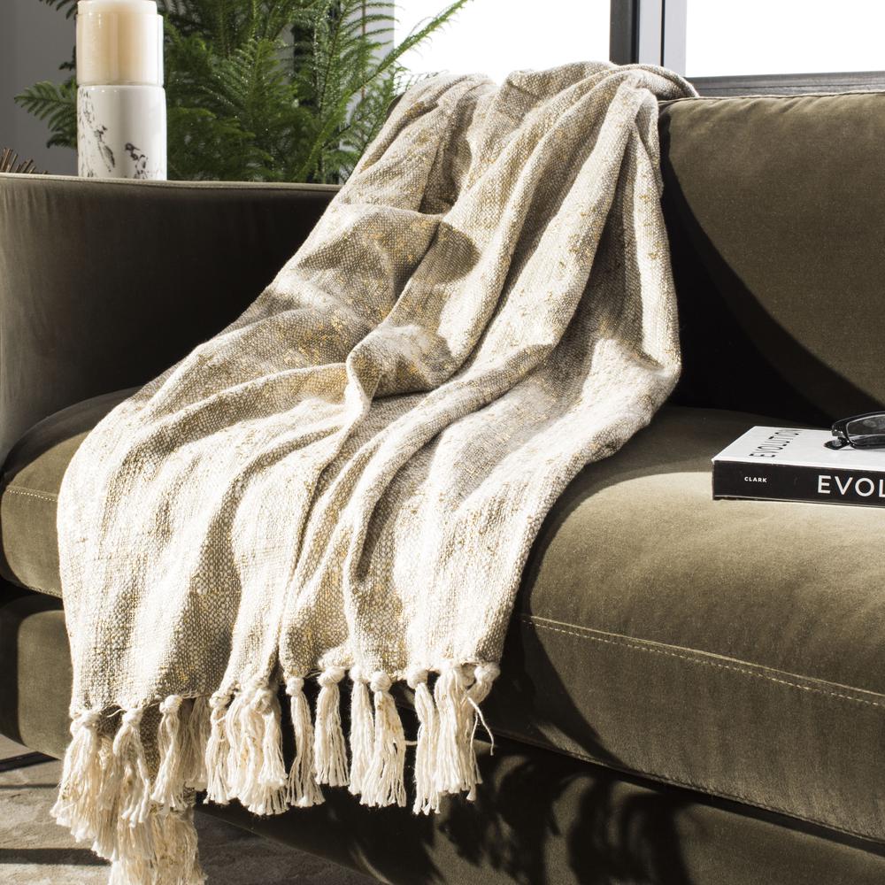Peppin Metallic Throw, Natural/Gold
