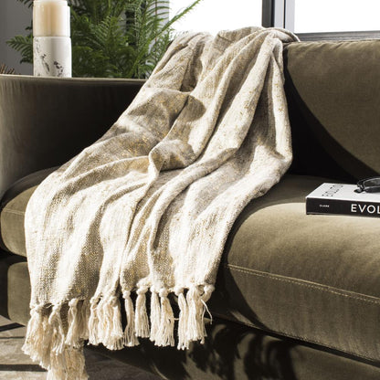 Peppin Metallic Throw, Natural/Gold