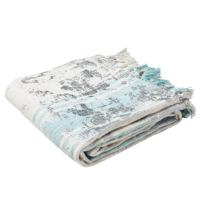 Nicola Metallic Throw, White/ Blue/ Silver