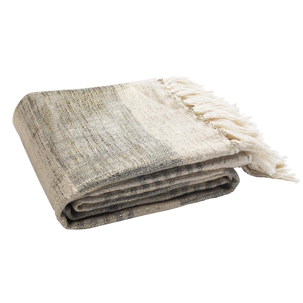 Voleta Metallic Throw, White/Grey/Gold