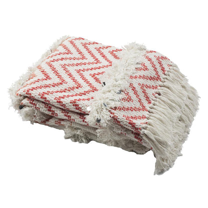 Sydney Fringe Throw, Orange/White