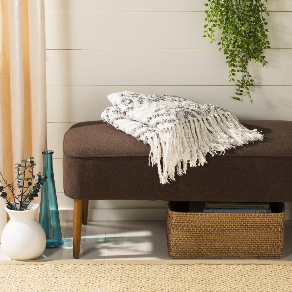 Santi Fringe Throw, Grey/White, THR905A-5060