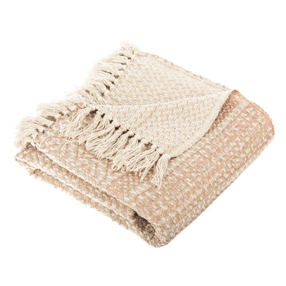 Becks Fringe Throw, Beige/Copper, THR906A-5060