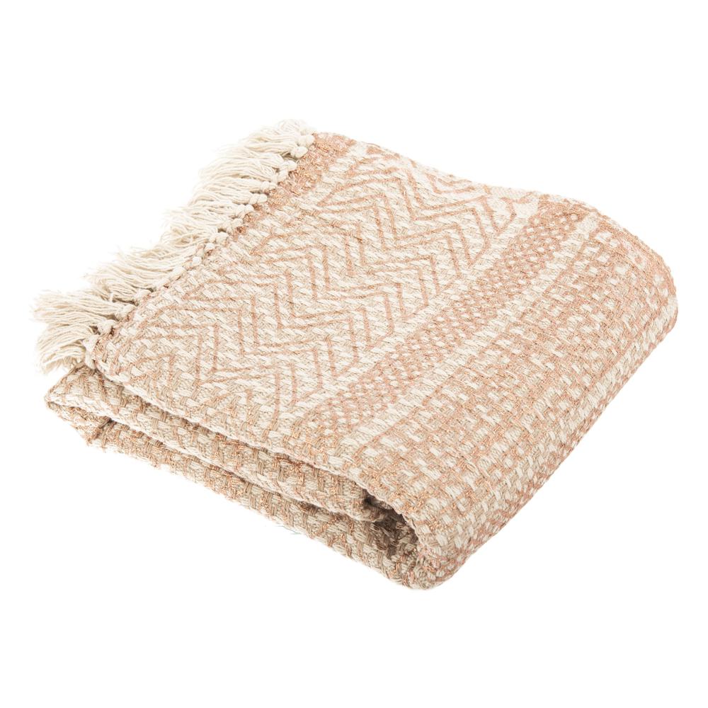 Becks Fringe Throw, Beige/Copper, THR906A-5060