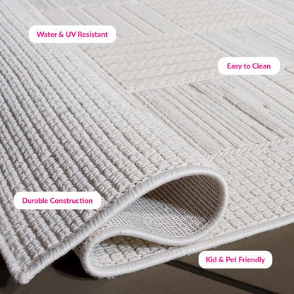 Veranda Checkered Grid Rug - Ivory / Beige - 2'-2" x 9'-0"