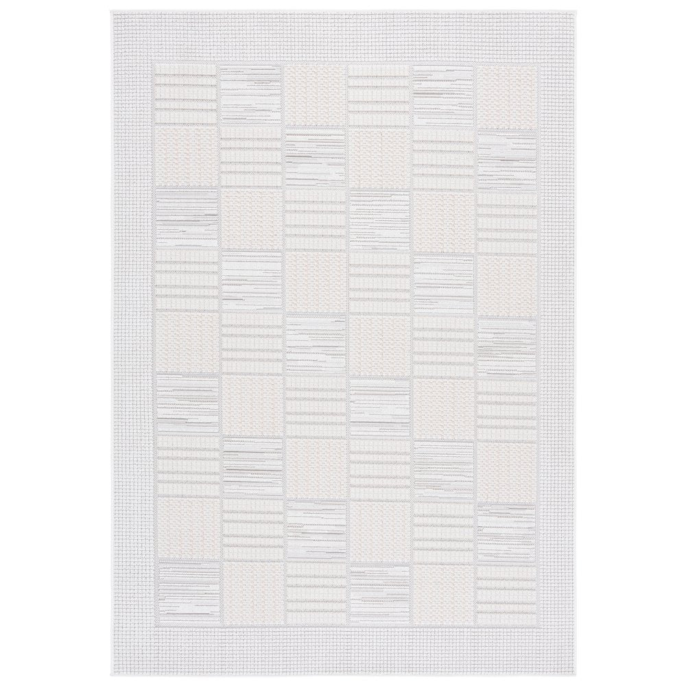 Veranda Checkered Grid Rug - Ivory / Beige - 5'-3" x 7'-6"