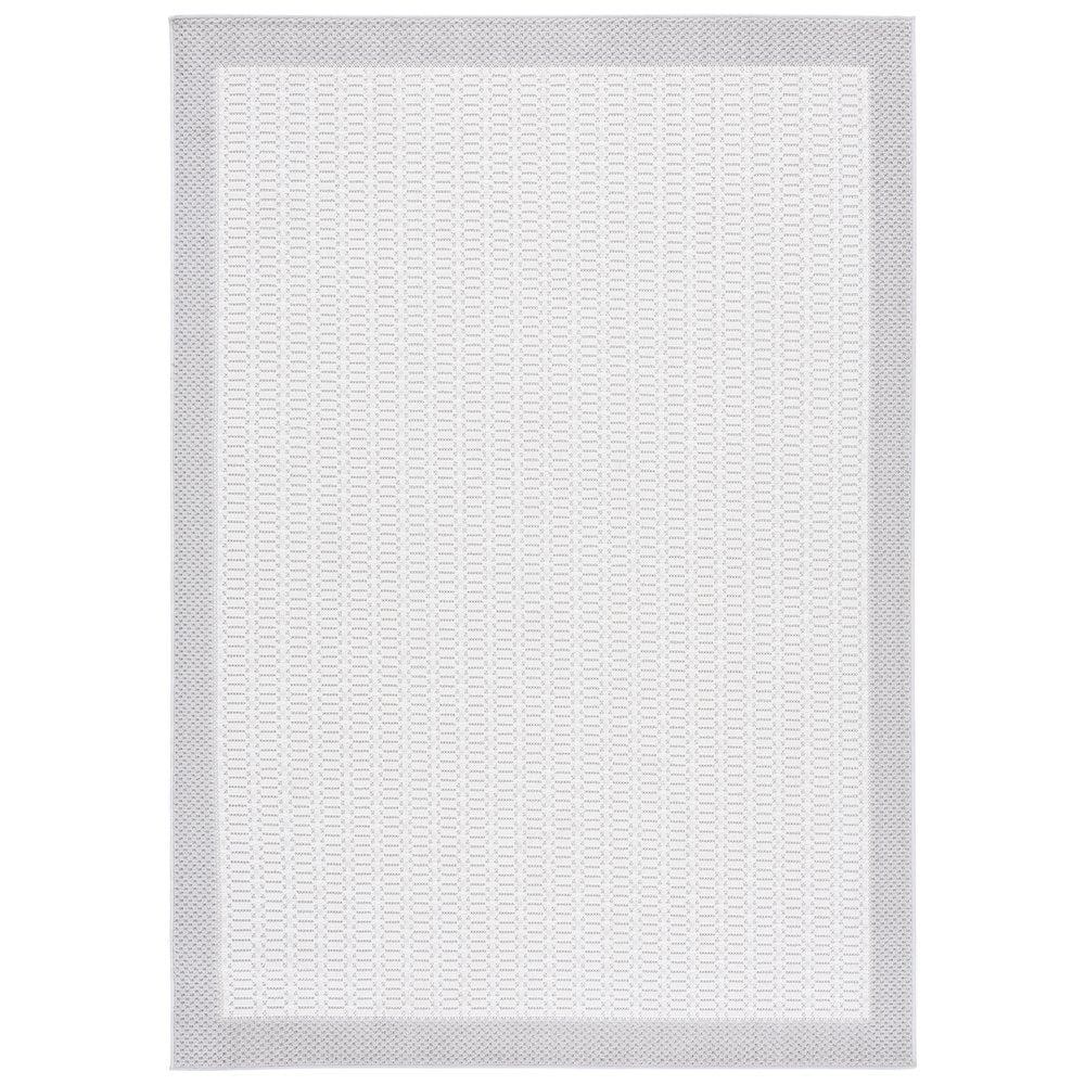 Veranda Grid Border Rug - Ivory / Grey - 5'-3" x 7'-6"