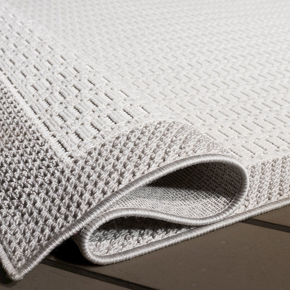 Veranda Grid Border Rug - Ivory / Grey - 5'-3" x 7'-6"