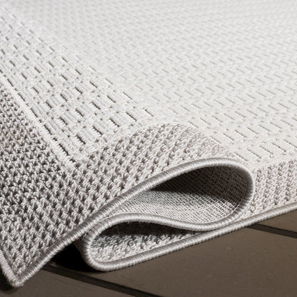 Veranda Grid Border Rug - Ivory / Grey - 5'-3" x 7'-6"