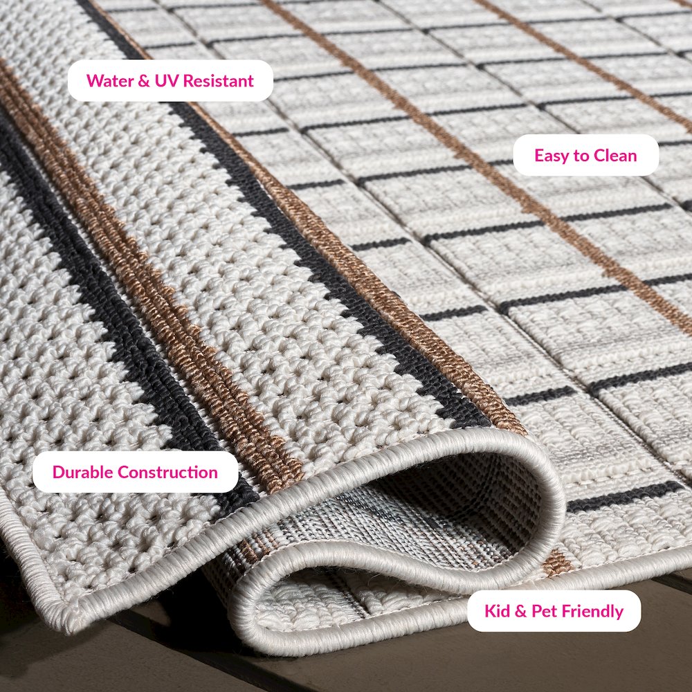Veranda Grid Rug - Ivory / Beige - 4'-0" x 6'-0"