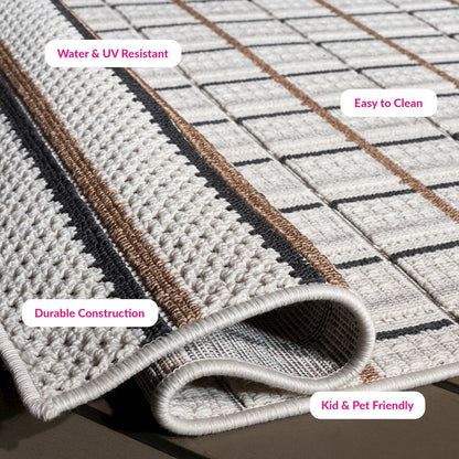 Veranda Grid Rug - Ivory / Beige - 4'-0" x 6'-0"