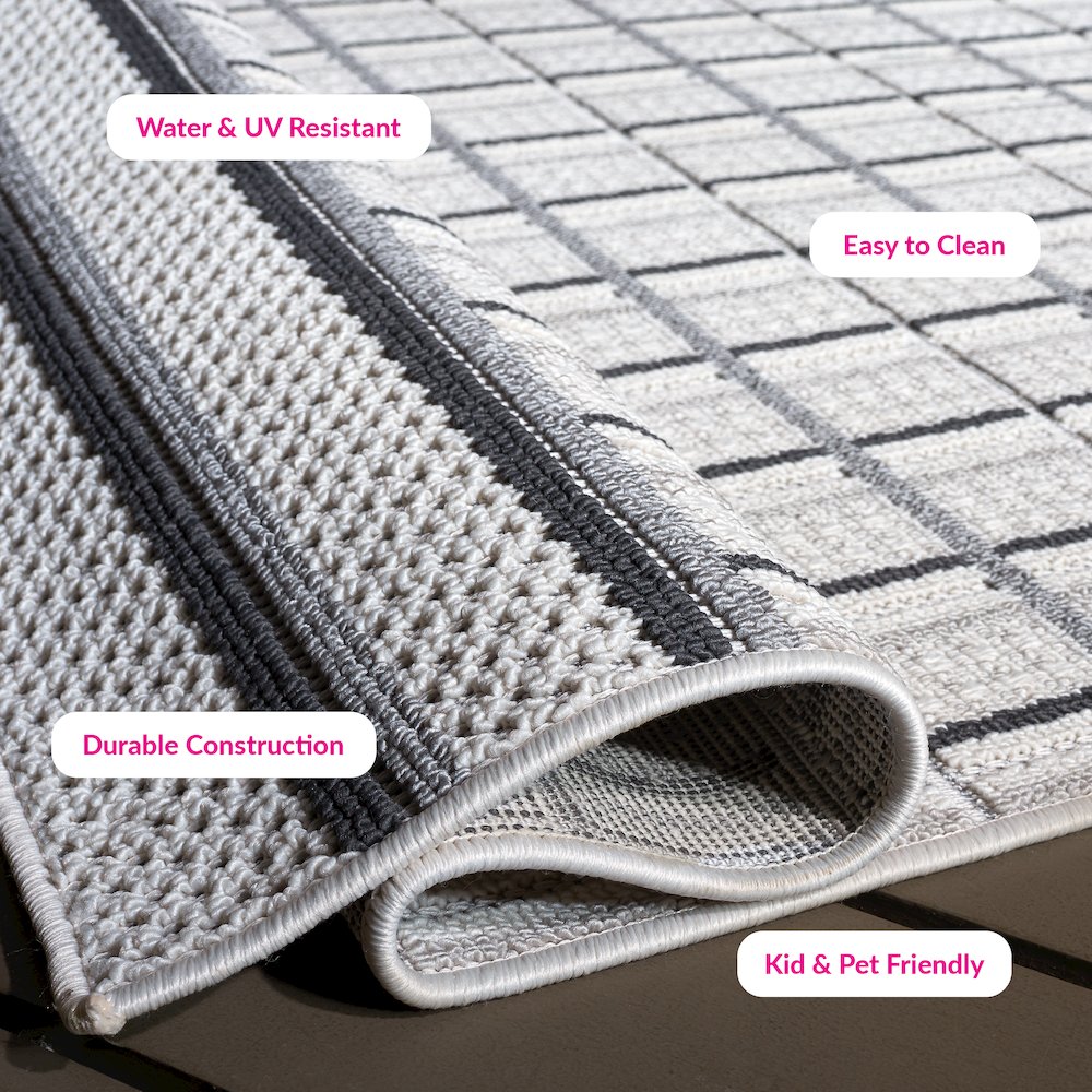 Veranda Grid Rug - Grey / Dark Grey - 9'-0" x 12'-0"