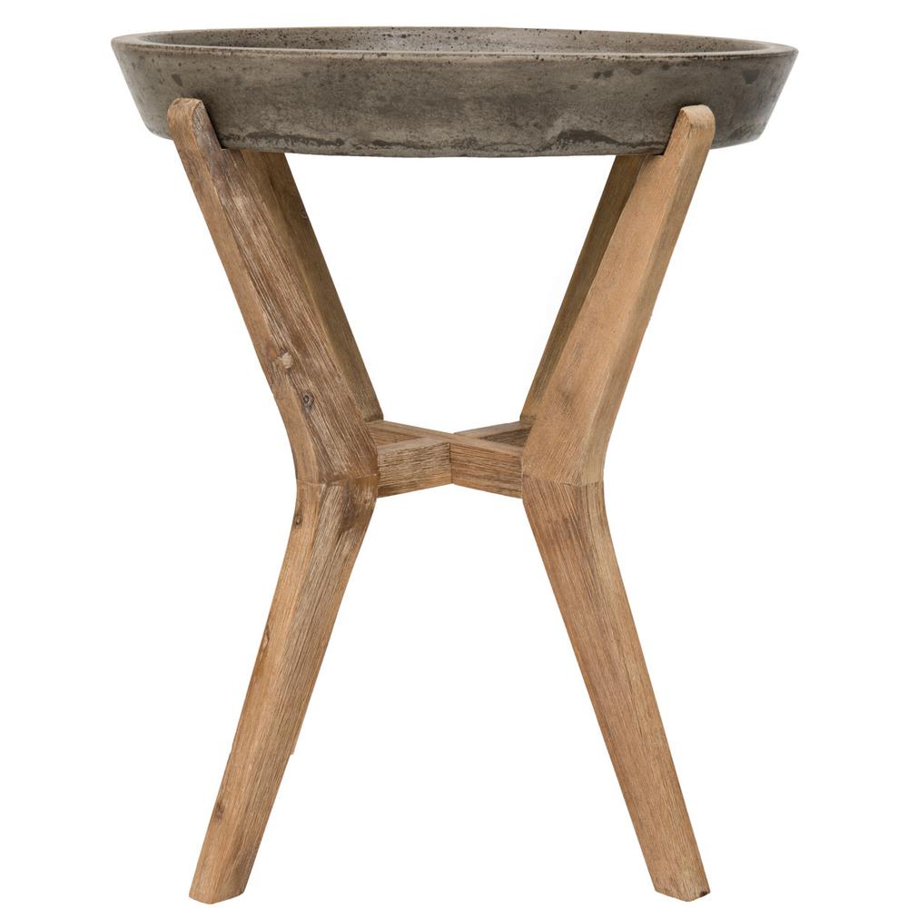 Celeste Indoor/Outdoor Modern Concrete Round 21.2-Inch H End Table