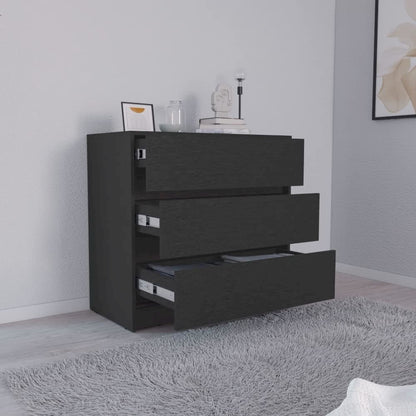 Austin Three Drawer Dresser Black MDF