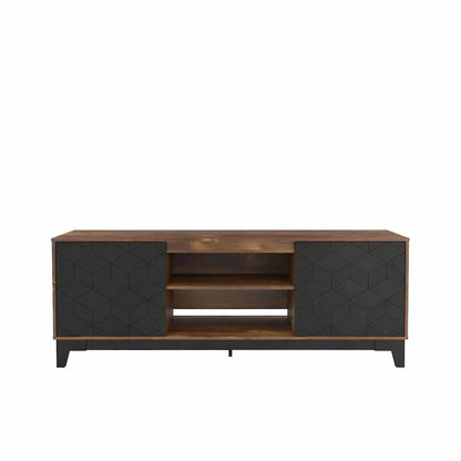 72-Inch Tv Stand With 2-Doors In Truffle & Black