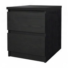 Black 2 Drawer Nightstand - Bedroom Bedside Drawer Storage Furniture