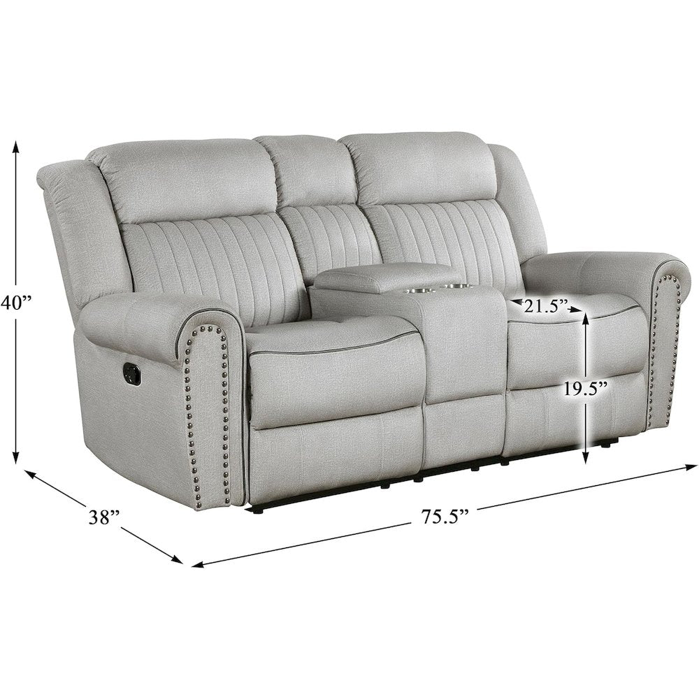 Lexicon Brennen Microfiber Double Reclining Love Seat in Mist