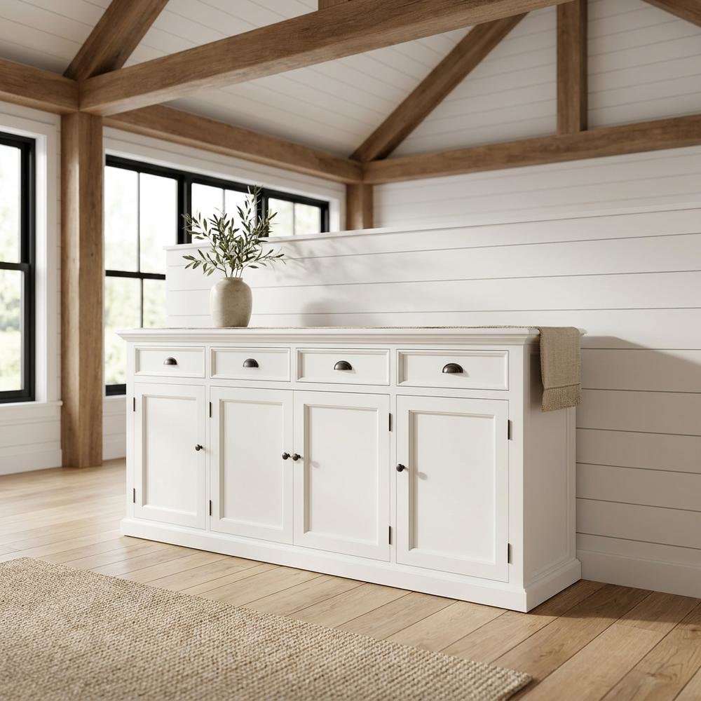 Mahogany Kitchen Buffet with Doors, Drawers, and Shelved Storage for Dining Room