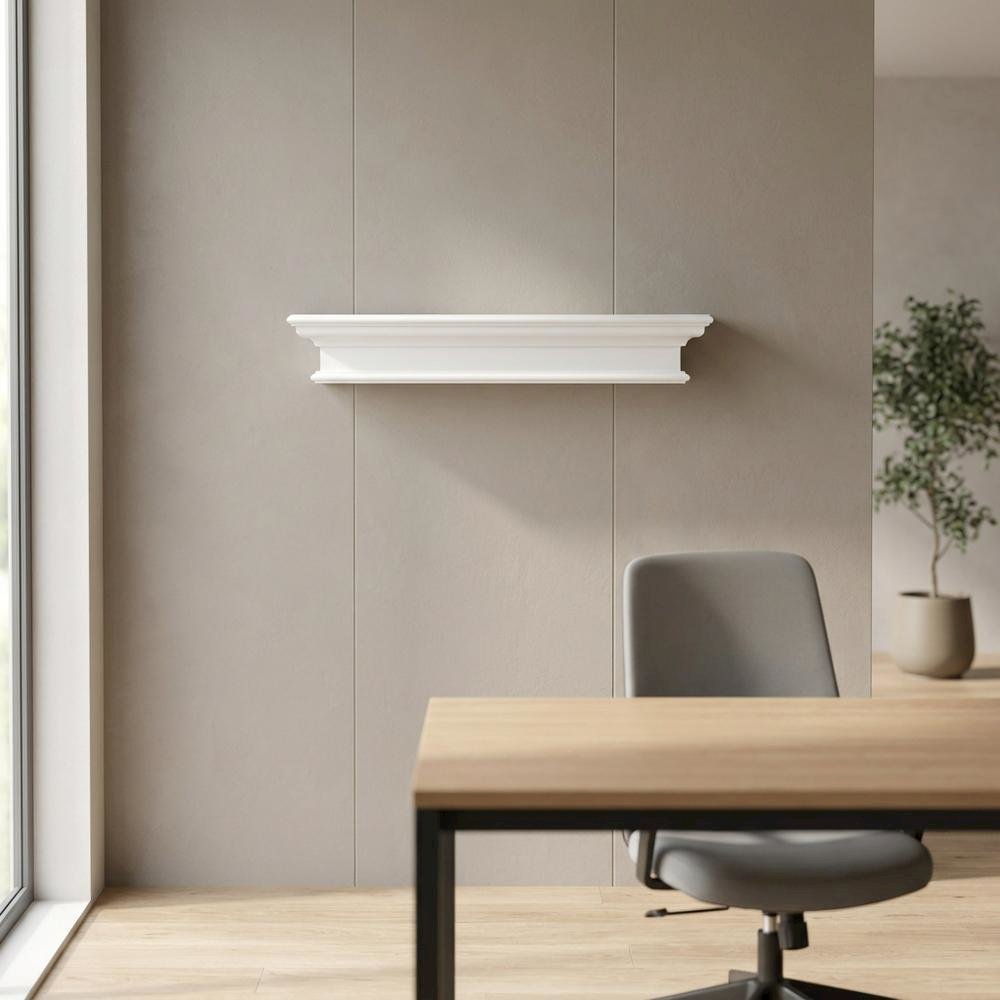 Mahogany and MDF Floating Wall Shelf with French Cleat Mount for Entryway