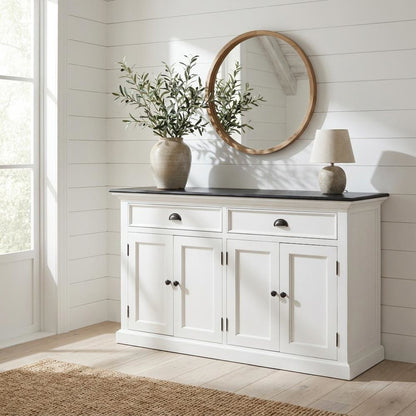Mahogany Veneer Kitchen Buffet with 4-Door Storage and 2 Drawers for Dining Room