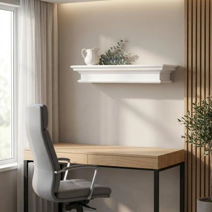 Mahogany and MDF Floating Wall Shelf with French Cleat Mount for Entryway