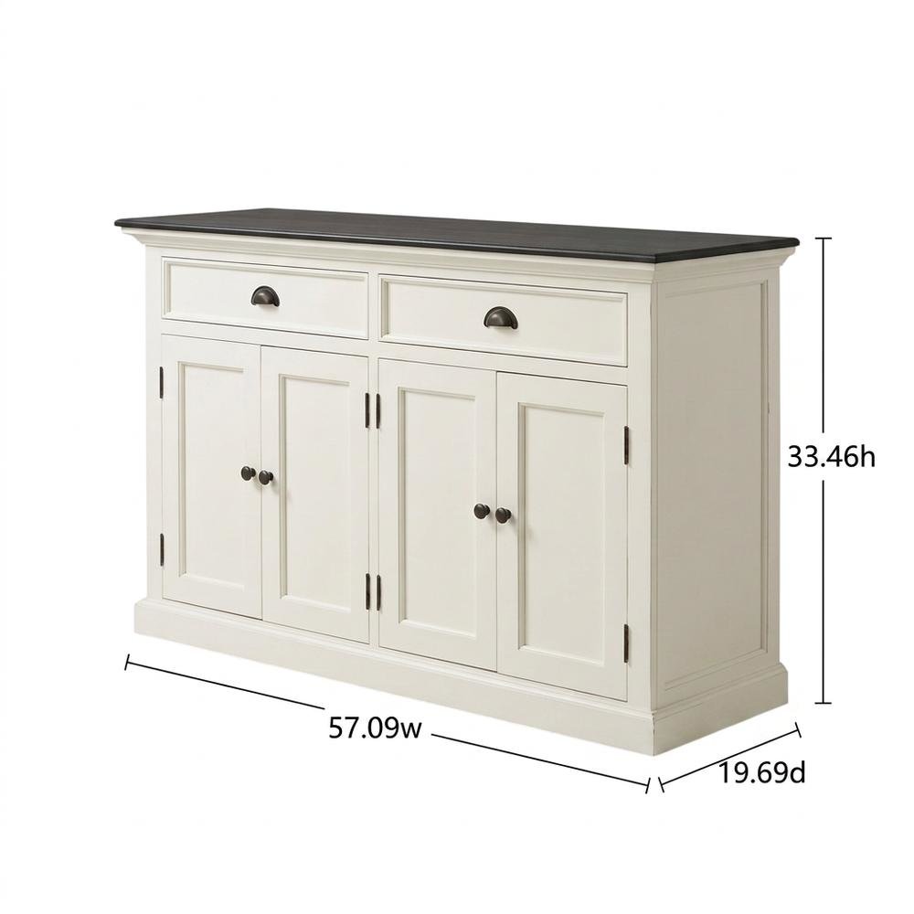 Mahogany Veneer Kitchen Buffet with 4-Door Storage and 2 Drawers for Dining Room