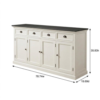 Mahogany Veneer Kitchen Buffet with Doors, Drawers, and Interior Shelves