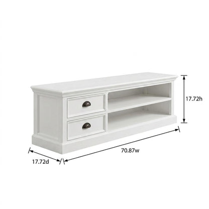 Mahogany TV Stand with Drawers, Open Shelves, and Cable Management with Storage