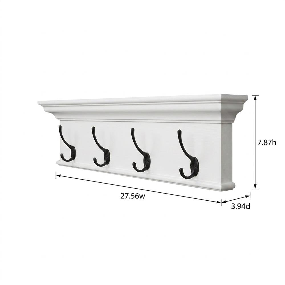 Mahogany and MDF Wall Coat Rack with Hat Shelf, French Cleat Mount for Entryway