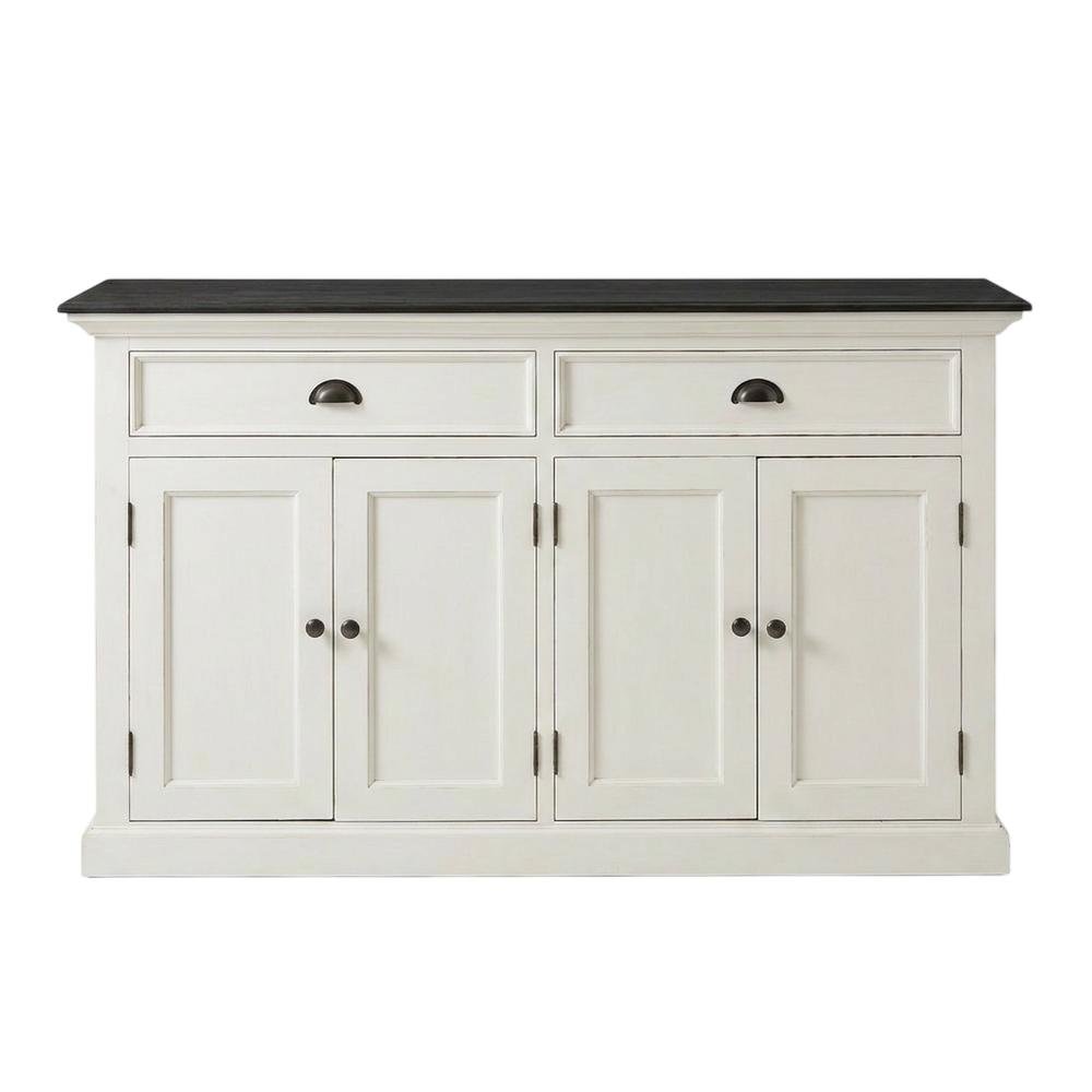 Mahogany Veneer Kitchen Buffet with 4-Door Storage and 2 Drawers for Dining Room