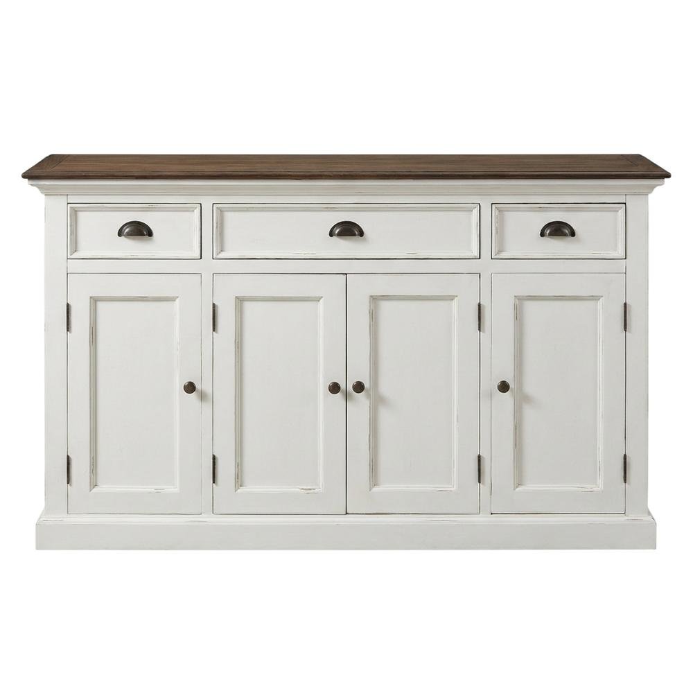 Mahogany Veneer Kitchen Buffet Sideboard with 4 Doors and 3 Drawers with Storage
