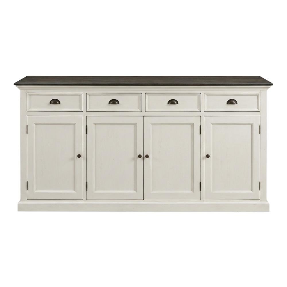 Mahogany Veneer Kitchen Buffet with Doors, Drawers, and Interior Shelves