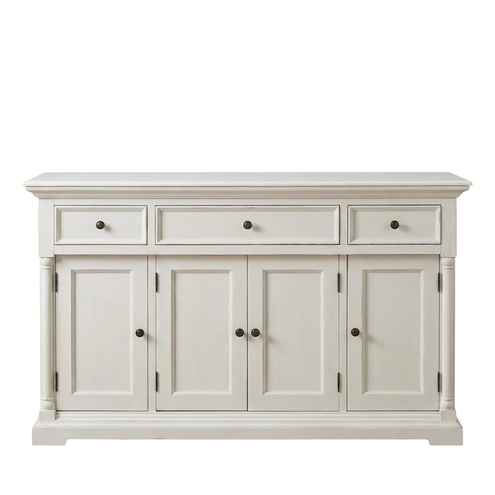 Mahogany Semi-Gloss Kitchen Buffet with 4 Doors and 3 Drawers Storage Cabinet