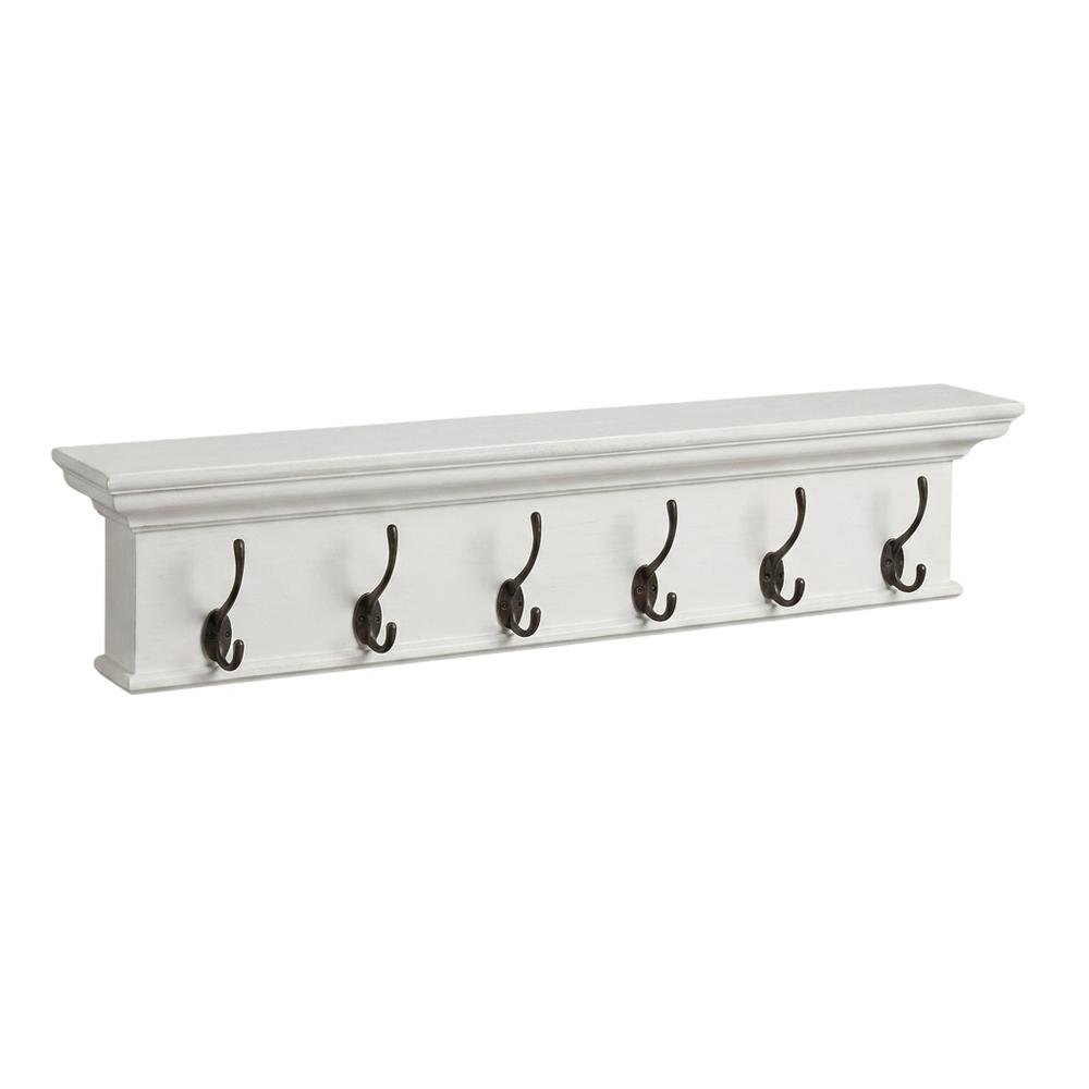 Mahogany Wood Wall Coat Rack with Hat Shelf and French Cleat Mount for Entryway