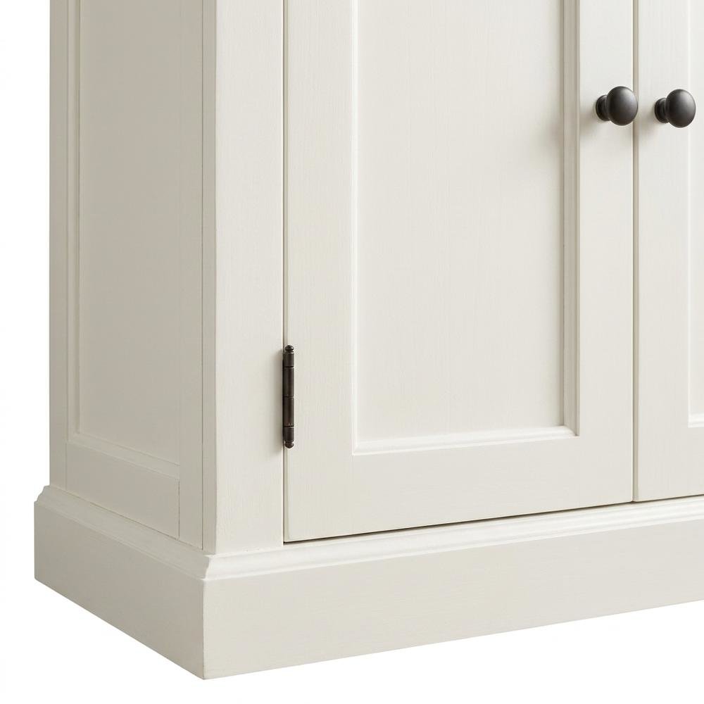 Mahogany and MDF Buffet Hutch with Drawers, Doors, and Open Shelving