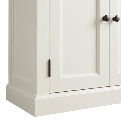 Mahogany and MDF Buffet Hutch with Drawers, Doors, and Open Shelving