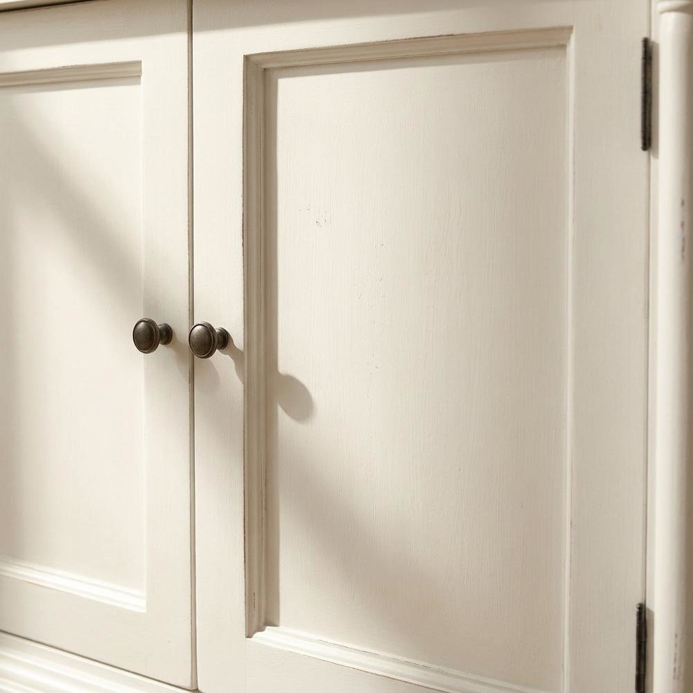 Mahogany Veneer Buffet with Distressed Finish, Doors and Drawers Storage Cabinet