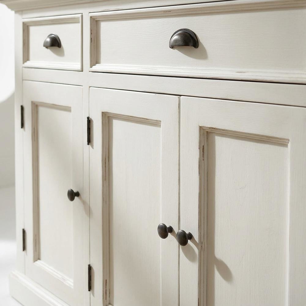 Mahogany Veneer Kitchen Buffet Sideboard with 4 Doors and 3 Drawers with Storage