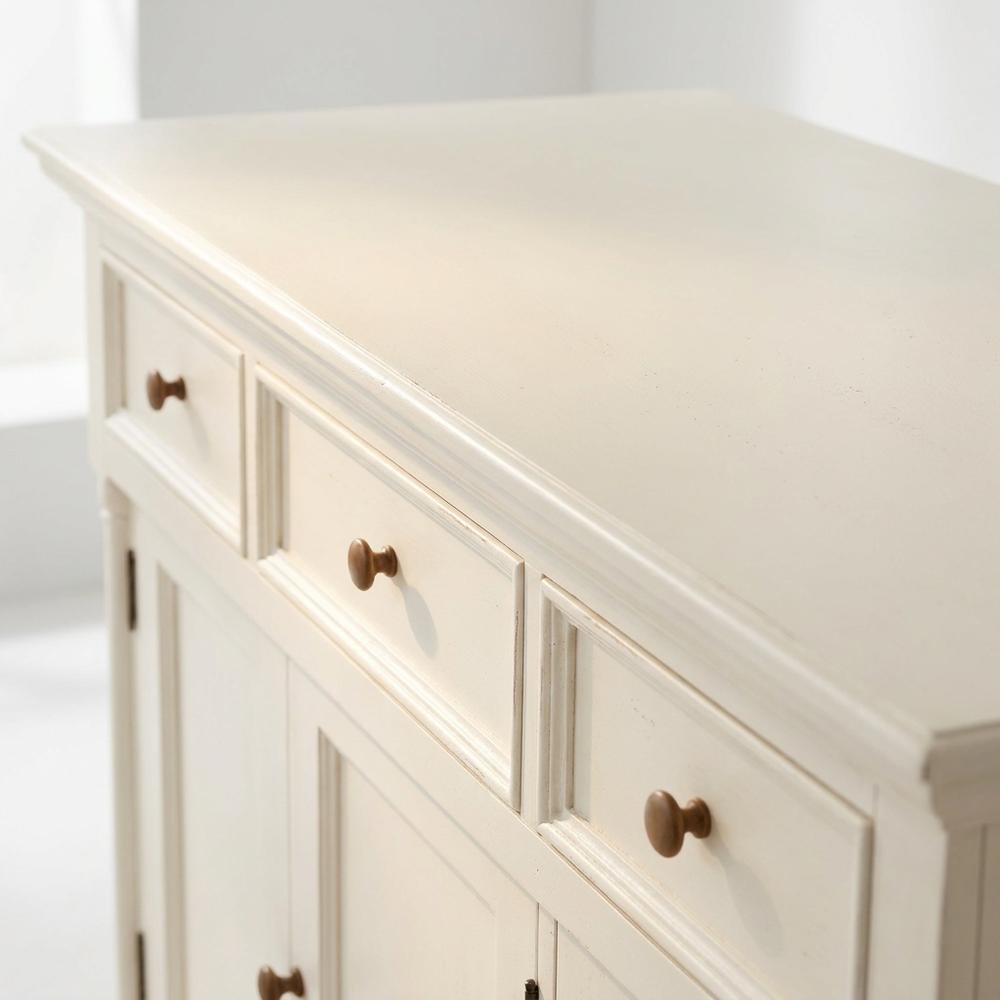 Mahogany Semi-Gloss Kitchen Buffet with 4 Doors and 3 Drawers Storage Cabinet