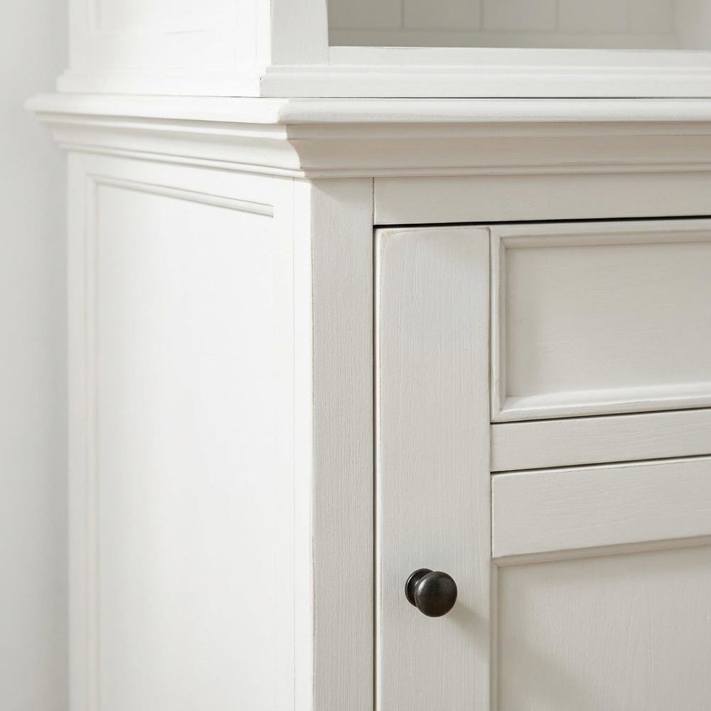 Mahogany and MDF Buffet Hutch with Drawers, Doors, and Open Shelving