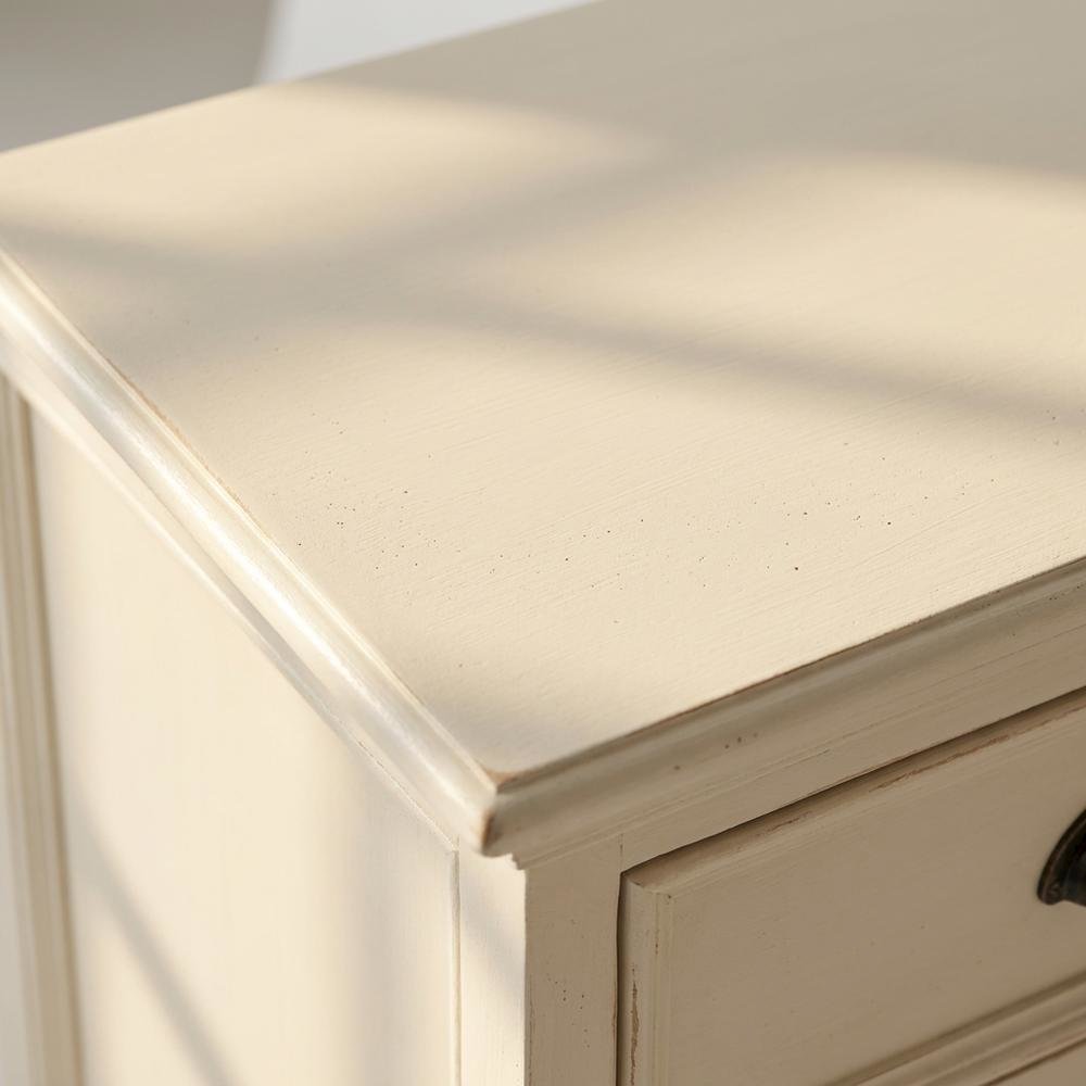 Mahogany Bedside Table with Drawer and Open Shelves, Antique Brass Hardware