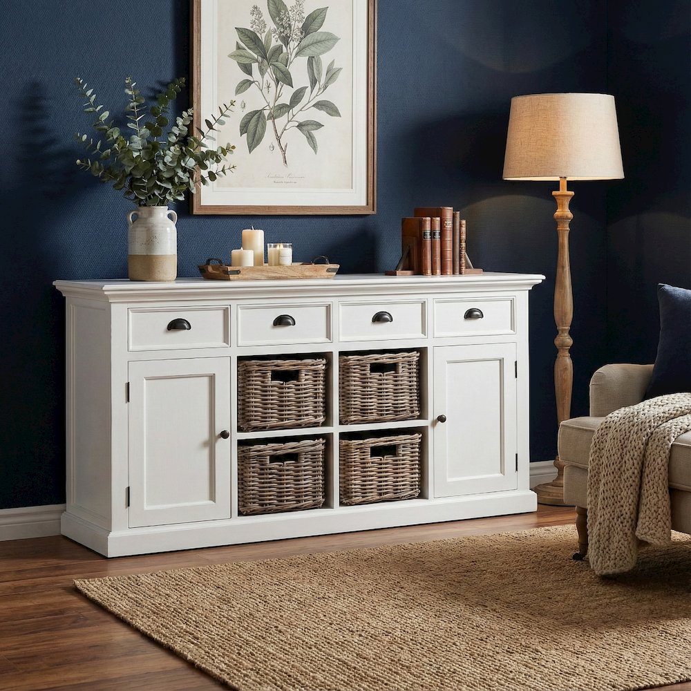 Halifax Classic White Buffet with 4 Baskets