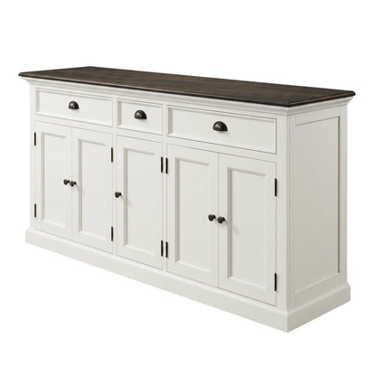 Mahogany Veneer Kitchen Buffet with Five Doors and Three Drawers with Storage
