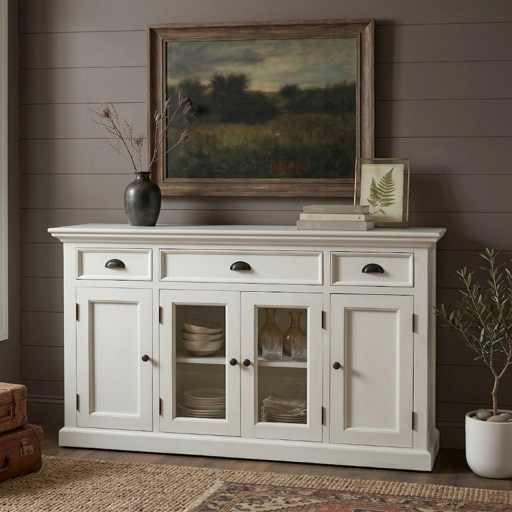Halifax Classic White Buffet with 4 Doors 3 Drawers