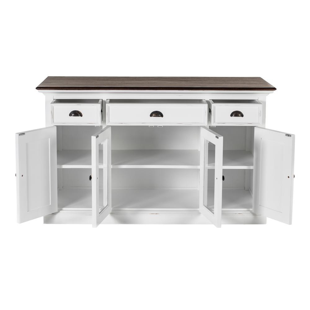 Shaker Style White Distress & Buffet with Glass Doors & Drawers, Belen Kox