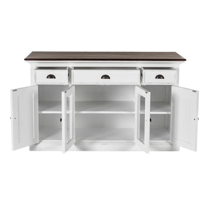 Shaker Style White Distress & Buffet with Glass Doors & Drawers, Belen Kox